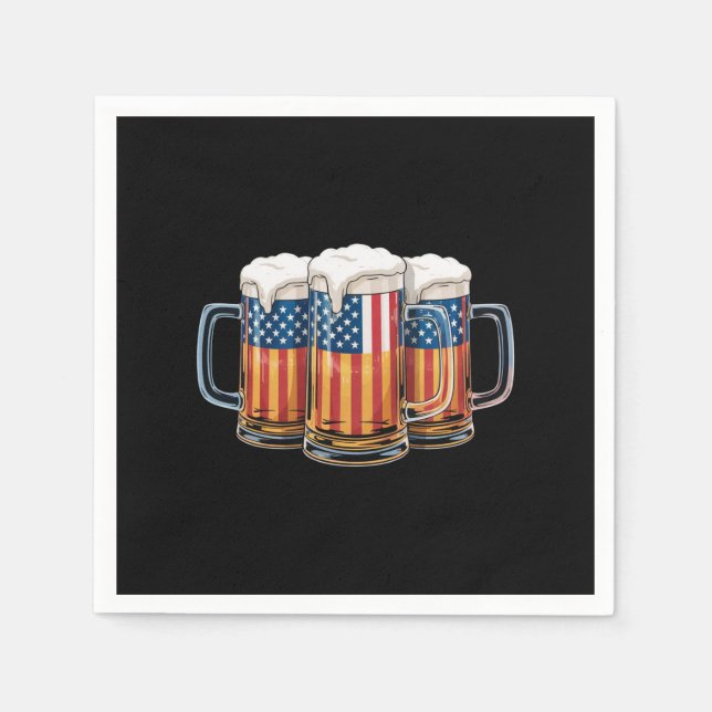 Beer American Flag 4th of July Merica Drinking USA Napkin (Front)
