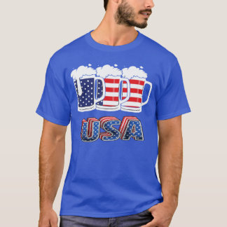 Beer American Flag 4th Of July Merica USA Drinking T-Shirt