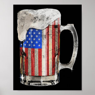 Beer American Flag 4th Of July Usa Drinking Party  Poster
