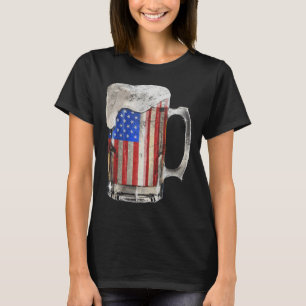 Beer American Flag 4th Of July Usa Drinking Party  T-Shirt