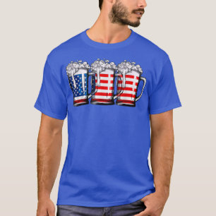 Beer American Flag 4th of July Vintage Merica USA  T-Shirt