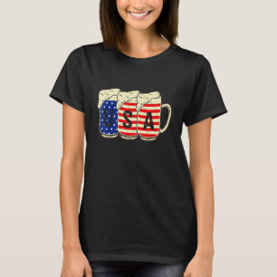 Beer American Flag Drinking 4th Of July Men Women  T-Shirt