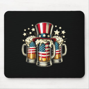 Beer American Flag Usa 4th Of July Party Drinking  Mouse Pad