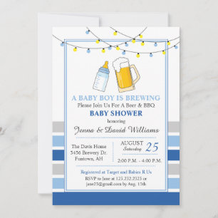 Beer and Baby Shower Invitation Blue