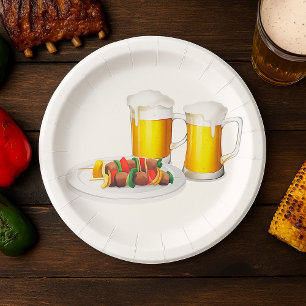 Beer And Barbecue Paper Plate
