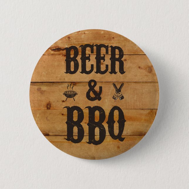 Beer and BBQ 2 Inch Round Button (Front)