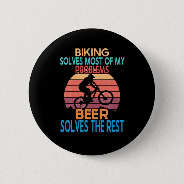 Beer And Biking Birthday 2 Inch Round Button (Front)