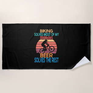 Beer And Biking Birthday Beach Towel