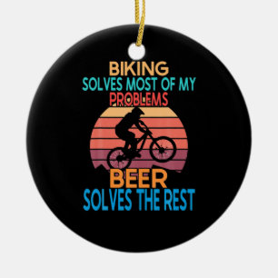 Beer And Biking Birthday Ceramic Ornament