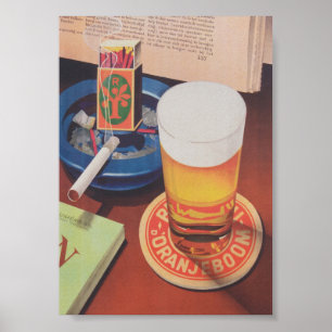 Beer and Cigarette Vintage Poster