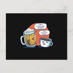 Beer and Coffee Arguing Postcard