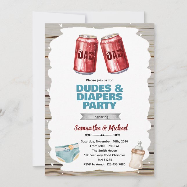 Beer and Diaper Party invitation (Front)