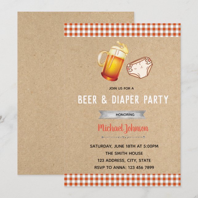 Beer and diaper word invite (Front/Back)