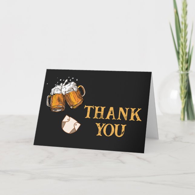 Beer and Diapers Baby Shower Thank You Card (Front)