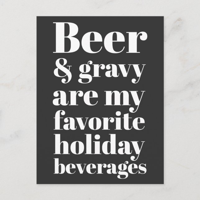 Beer And Gravy Funny Holiday Postcard (Front)