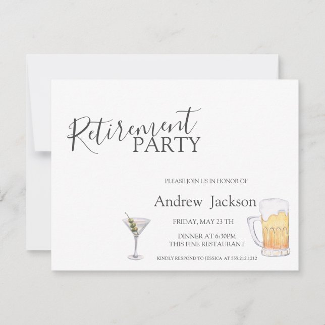 Beer and Martini Retirement Paraty Invitation (Front)