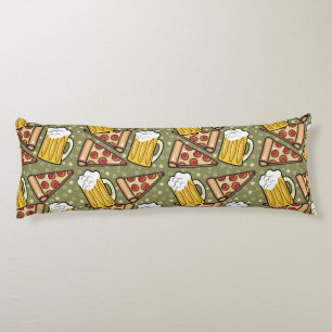Beer and Pizza Graphic Pattern Body Pillow