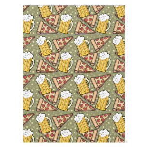 Beer and Pizza Graphic Pattern Tablecloth