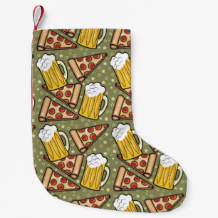 Beer and Pizza Graphic Small Christmas Stocking