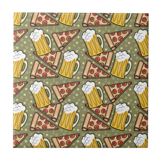 Beer and Pizza Graphic Tile (Front)