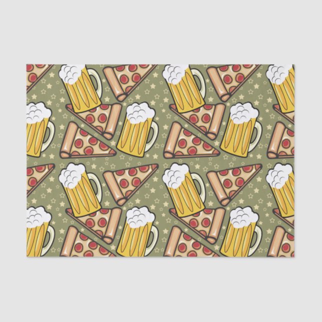 Beer and Pizza Graphic Tissue Paper (Front)