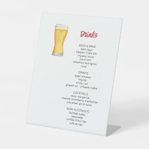 Beer and Pizza Party Drinks Menu Pedestal Sign