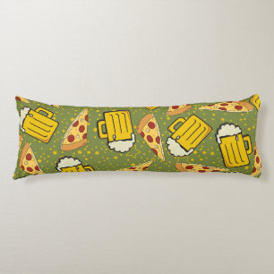 Beer and Pizza Pattern Body Pillow