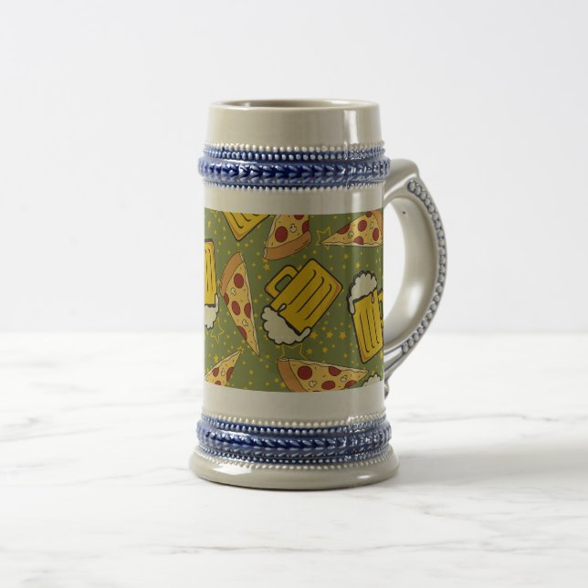 Beer and Pizza Pattern Bottle Cooler Stein (Front Right)