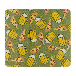 Beer and Pizza Pattern  Cutting Board