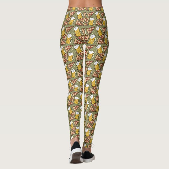 Beer and Pizza Pattern Leggings (Back)