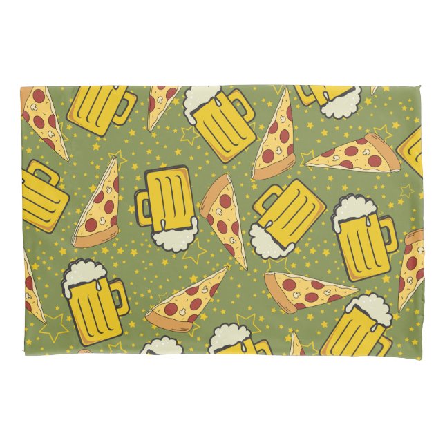 Beer and Pizza Pattern  Pillowcase (Front)