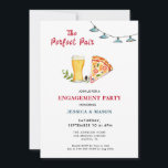 Beer and Pizza Perfect Pair Engagement Party  Invitation<br><div class="desc">Casual Pizza and beer 'Perfect pair' Engagement Party/ Rehearsal dinner invitation featuring Hand painted watercolor pizza and beer with string lights. Perfect for fun casual backyard parties.</div>