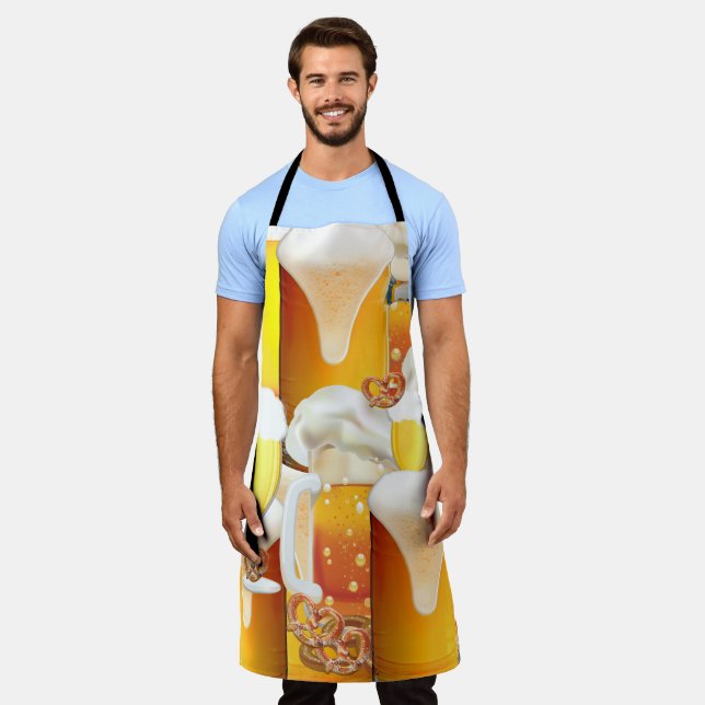 Beer and pretzels illustration collage oktoberfest apron (Worn)