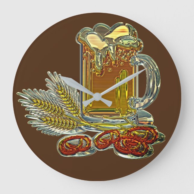 Beer and pretzels oktoberfest pub bar large clock (Front)