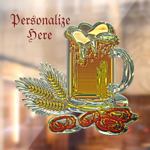 Beer and pretzels oktoberfest pub bar window cling