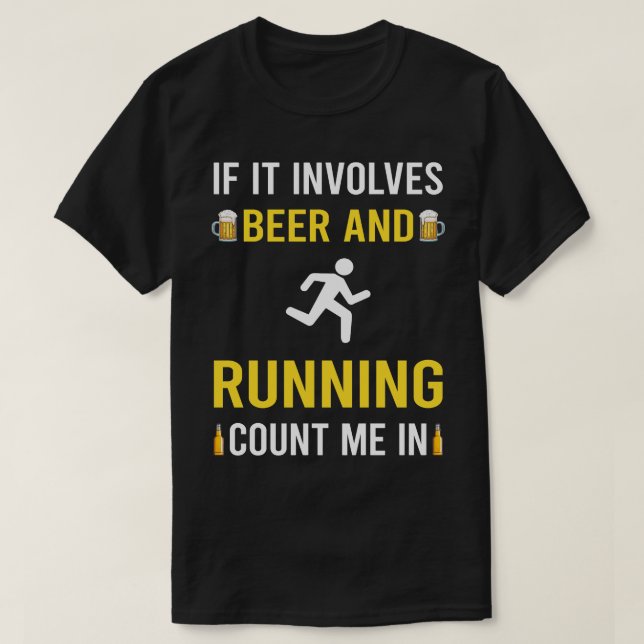 Beer And Running Run Runner T-Shirt (Design Front)