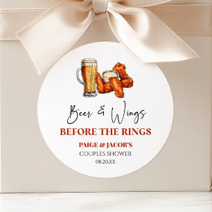 Beer and Wings Before The Rings Couples Shower  Classic Round Sticker