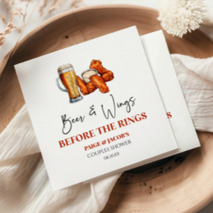 Beer and Wings Before The Rings Couples Shower Napkin