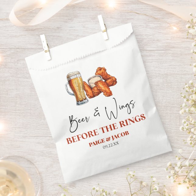 Beer and Wings Before The Rings Rehearsal Dinner Favour Bag (Clipped)