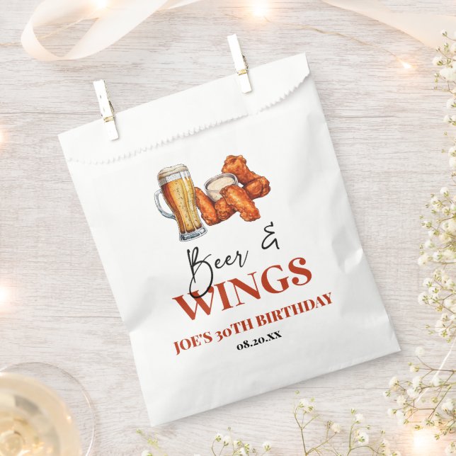 Beer and Wings Birthday Party Favour Bag (Clipped)