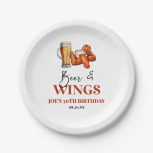Beer and Wings Birthday Party Paper Plate