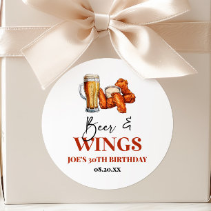 Beer and Wings Birthday Party Party Favour Sticker