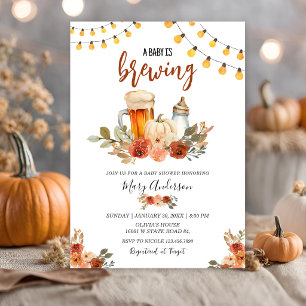 Beer Baby Is Brewing Fall Baby Shower Invitation