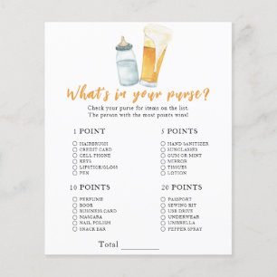 Beer baby shower - What's in your purse game