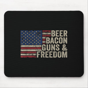 Beer Bacon Guns & Dom - Bbq Vintage Usa Flag D Mouse Pad