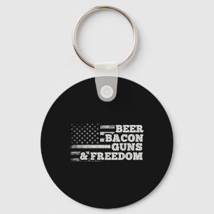 Beer Bacon Guns And Freedom American Flag  Keychain