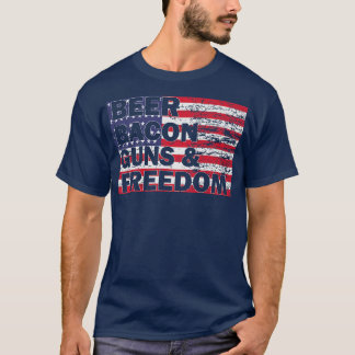 Beer Bacon Guns & Freedom American Flag T-Shirt
