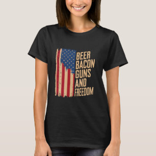 Beer Bacon Guns & Freedom BBQ For Men Barbecue T-Shirt