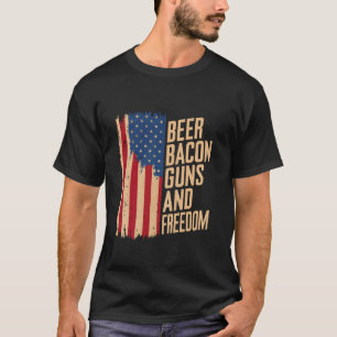 Beer Bacon Guns & Freedom BBQ For Men Barbecue T-Shirt