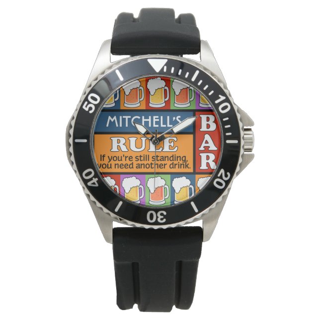 BEER Bar Pop Art nom personnalisé montres (devant)
